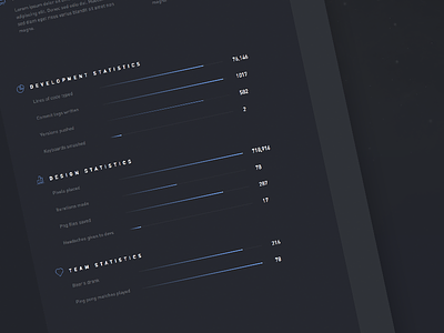 Nebula statistics section bar concept agency dark design din interface ui user web