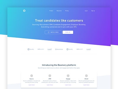 Concept refresh for Beamery landing page beamery brand gradient landing page web