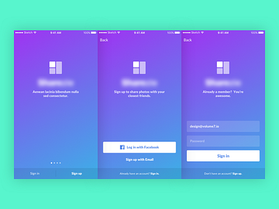 Sign in / Sign up gradients blue gradient ios mobile purple