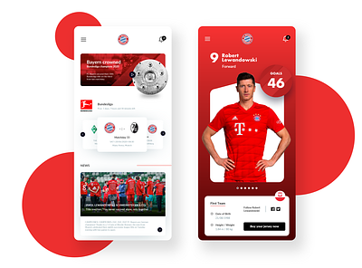 Bayer Munich mobile app app bayer bundesliga buy champions dashboard experience forward futball goals jersey minimal news player redesign score soccer team trainer ui