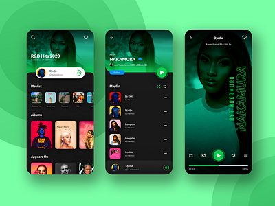 Spotify visual concept aplication artist clean deezer follow green hits itunes lyrics minimal mobile modern music music app music player playlist spotify touch ui ux