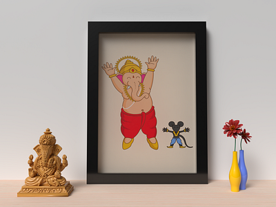 Vector Illustration of Lord Ganesha in playful mood