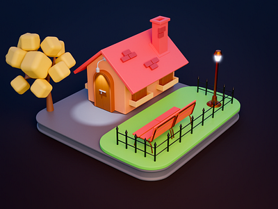 A House at Night 3d 3d illustration 3d modelling blender