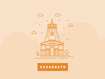 Kedarnath faith illustration line icon religion