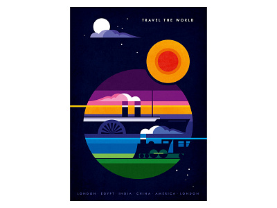 Travel the World globe illustration illustrator jules verne planet poster poster design space travel travel poster vector vector illustration