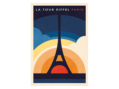 Paris advertising eiffel tower france illustration illustrator paris poster poster design sunset travel poster vector illustration