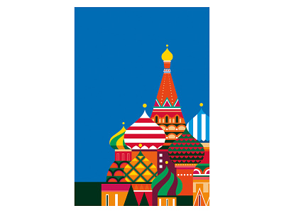 St Basil's Cathedral advertising architecture building colour design geometric illustration illustrator poster poster design travel poster vector vector illustration