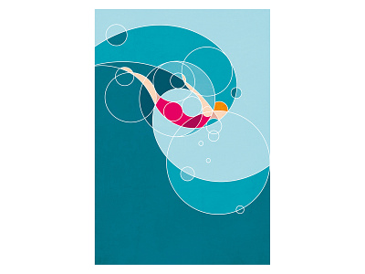 Diver design diver geometric illustration illustrator lido poster poster art poster design swimmer swimming vector vector illustration wave
