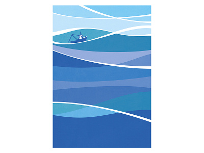 Sea boat design fishing illustration illustrator ocean poster poster design sea vector vector illustration waves