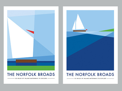 Norfolk Broads advertising design geometric illustration illustrator norfolk norfolk broads poster poster design travel poster vector vector illustration yachts