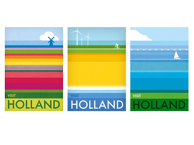 Visit Holland advertising design dunes geometric holiday holland illustration illustrator nederland poster poster design sea the netherlands tourism travel poster tulips vacation vector vector illustration