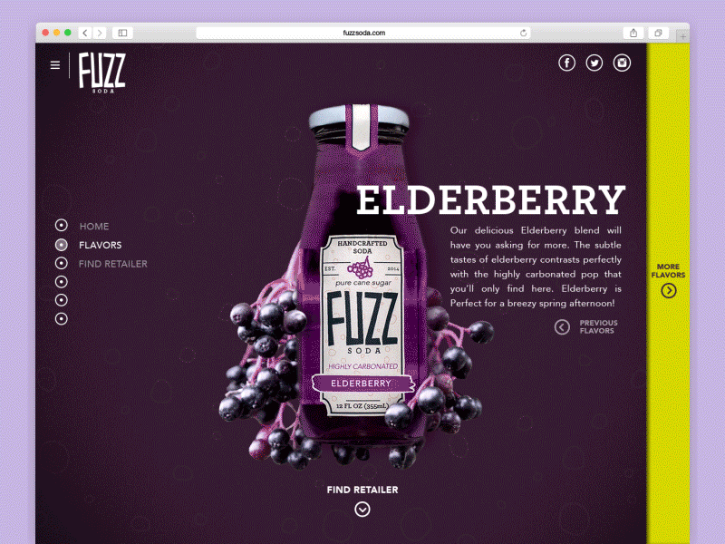 Fuzz Soda Flavors animation design desktop fruit fuzz gif layout soda ui ux website