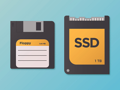 storage over the years computer floppy disk gradients hard drive illustration memory solid state drive storage