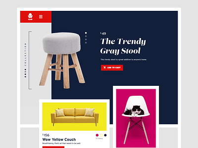 Chair Club ecommerce flat furniture grid typography ui ux website