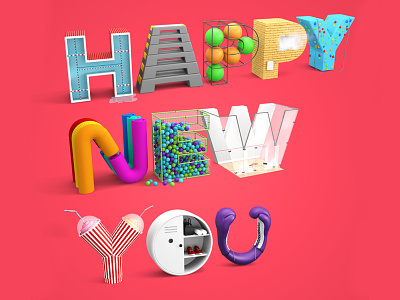 Virgin Active - Happy New You 3d c4d cgi happy new year illustration lettering typography virgin active