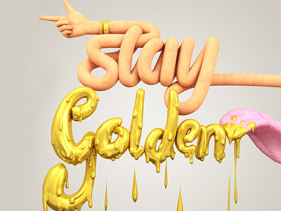 Stay Golden 3d c4d cgi illustration lettering typography