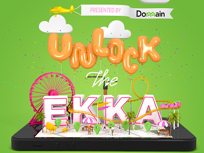 Unlock the EKKA show 3d c4d cgi illustration lettering typography