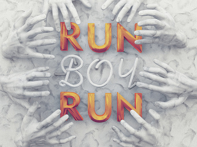 Run Boy Run 3d c4d cgi illustration lettering typography