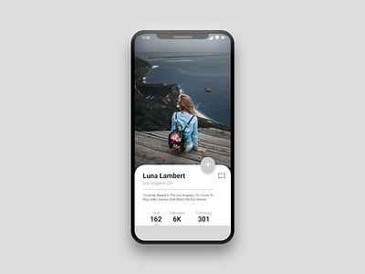 Daily UI #006: User Profile app daily challange daily ui daily ui 006 dailyui dailyuichallenge design mockup social media app typogaphy ui ux visual design