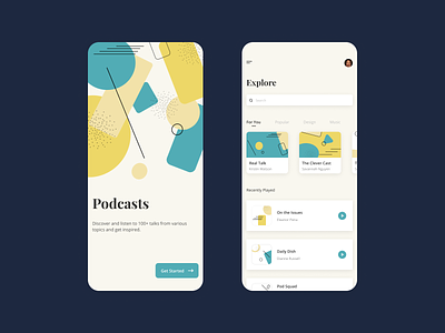 Podcast App Concept design dribbbleweeklywarmup geometric design geometric shapes mobile mobile app mobile app design rebound ui ux