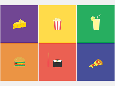 Food Illustrations burger cheese flat illustration food icons food illustrations icons illustration illustration series pizza popcorn ui