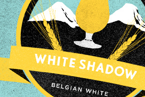 White Shadow beer emblem letraset mountains texture