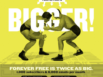 MailChimp Wrestlers 5.3 big type typography wall wrestlers yellow
