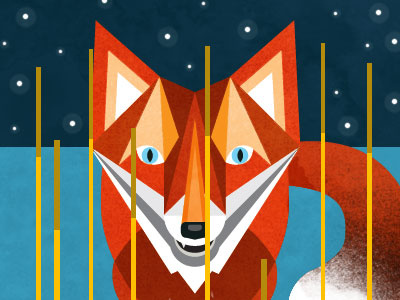 Fox in the bog animal color fox geometry illustration stars