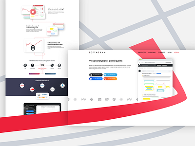 Softagram Homepage Landing Screen adobe xd gradient graphic homepage homepage design illustrator landing page layout photoshop red uidesign uiux webdesign