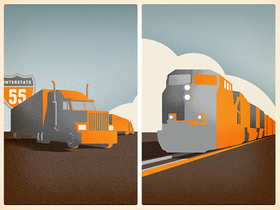 Wmex freight highway illustration interstate train transportation truck
