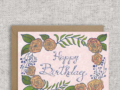 Floral birthday card birthday card botanical floral hand lettering illustration illustrations