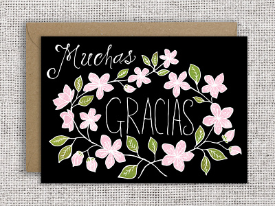 Spanish Thank You Card botanical botanical illustration design floral graphic design greeting card hand hand lettering handlettering illustration illustration digital illustrations vector