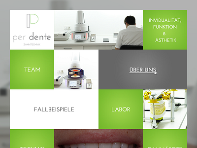 Per Dente Homepage color dente design green site ux web white