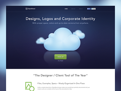 OpenBrand Concept Website blue button cloud color design icon site ux web