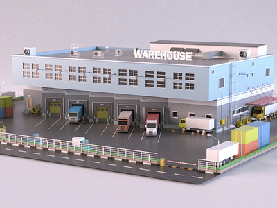 Warehouse 3d 3d art 3dmodel building car cartoon design environment exterior isometric lowpoly market maya render shop store warehouse