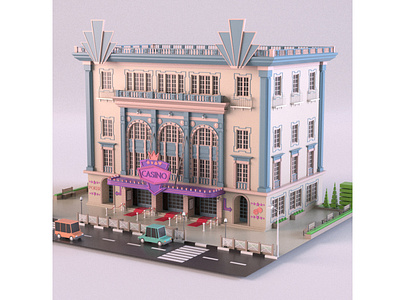 Casino 3d 3d art 3d model 3d modeling 3dmodel building car cartoon classic design environment exterior isometric lowpoly market maya render shop store