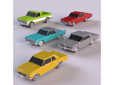 Lowpoly Classic Cars 2 3d 3d art 3d model 3dmodel 3dmodeling car cartoon chevrolet classic design environment illusration isometric lincoln lowpoly maya pontiac retro vehicle