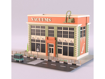 Vacuum Shop 3d 3d art 3dmodel building cartoon design environment exterior facade illustration isometric lowpoly market maya render shop store