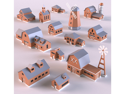 Countryside Lowpoly Buildings 3d 3d art 3dmodel barn building cartoon church countryside design environment exterior farm farmhouse illustraion isometric lowpoly maya mill suburb suburban