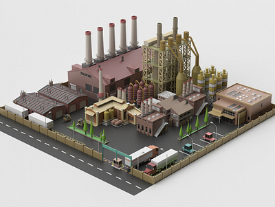 Factory 3d 3d art 3dmodel design environment factory industrial isometric lowpoly maya storehouse warehouse