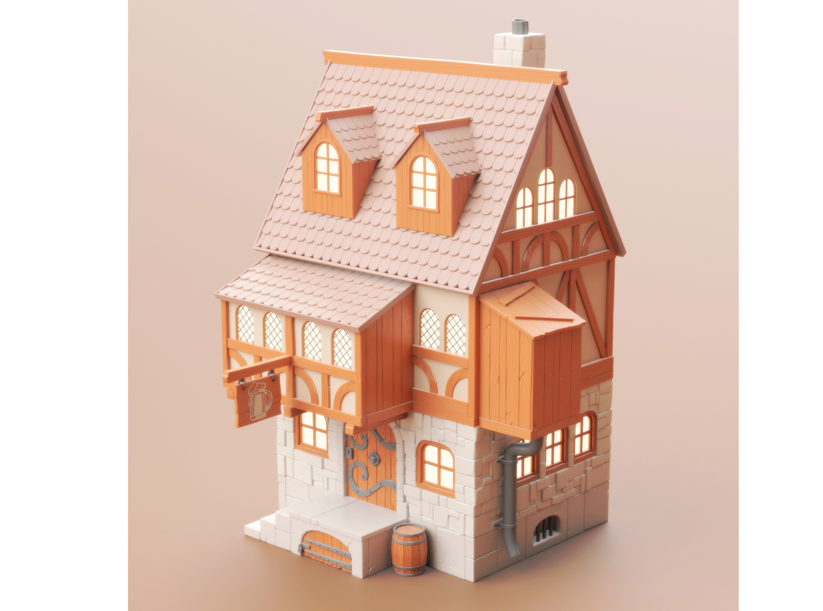 Tavern 3d 3d art 3dmodel bar building cartoon design environment exterior house illustration isometric lowpoly market maya pub render shop store tavern