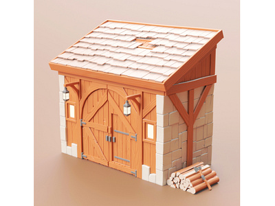 Storehouse 3d 3d art 3dmodel building cartoon design environment exterior house illustration isometric lowpoly market maya medieval render shop store storehouse woodpile