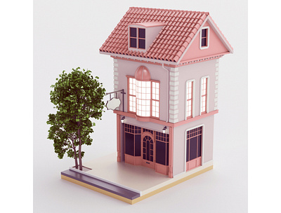 Cartoon Building illustration tree