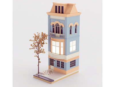 Cartoon Building illustration tree