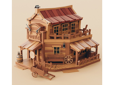 Lowpoly Wild West Gun Shop