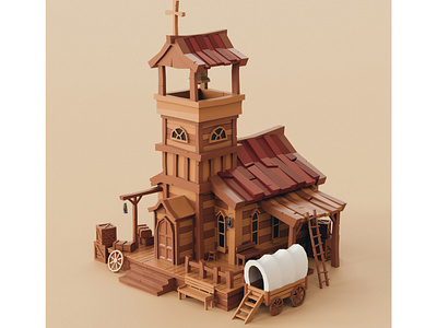 Lowpoly Wild West Church