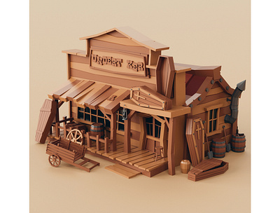 Lowpoly Wild West Undertaker stylized western wild west