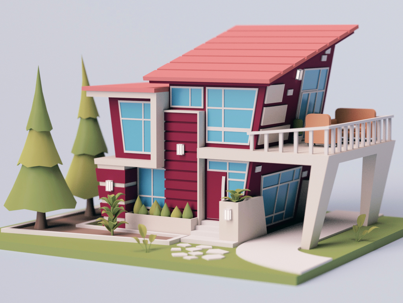 Cartoon Modern House by Piccopoly on Dribbble