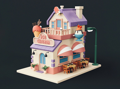 Cartoon Ice Cream Shop ice cream ice cream shop stylized