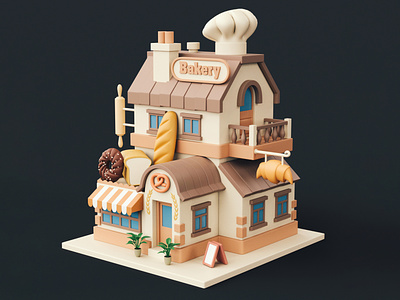 Cartoon Bakery bakery bread stylized